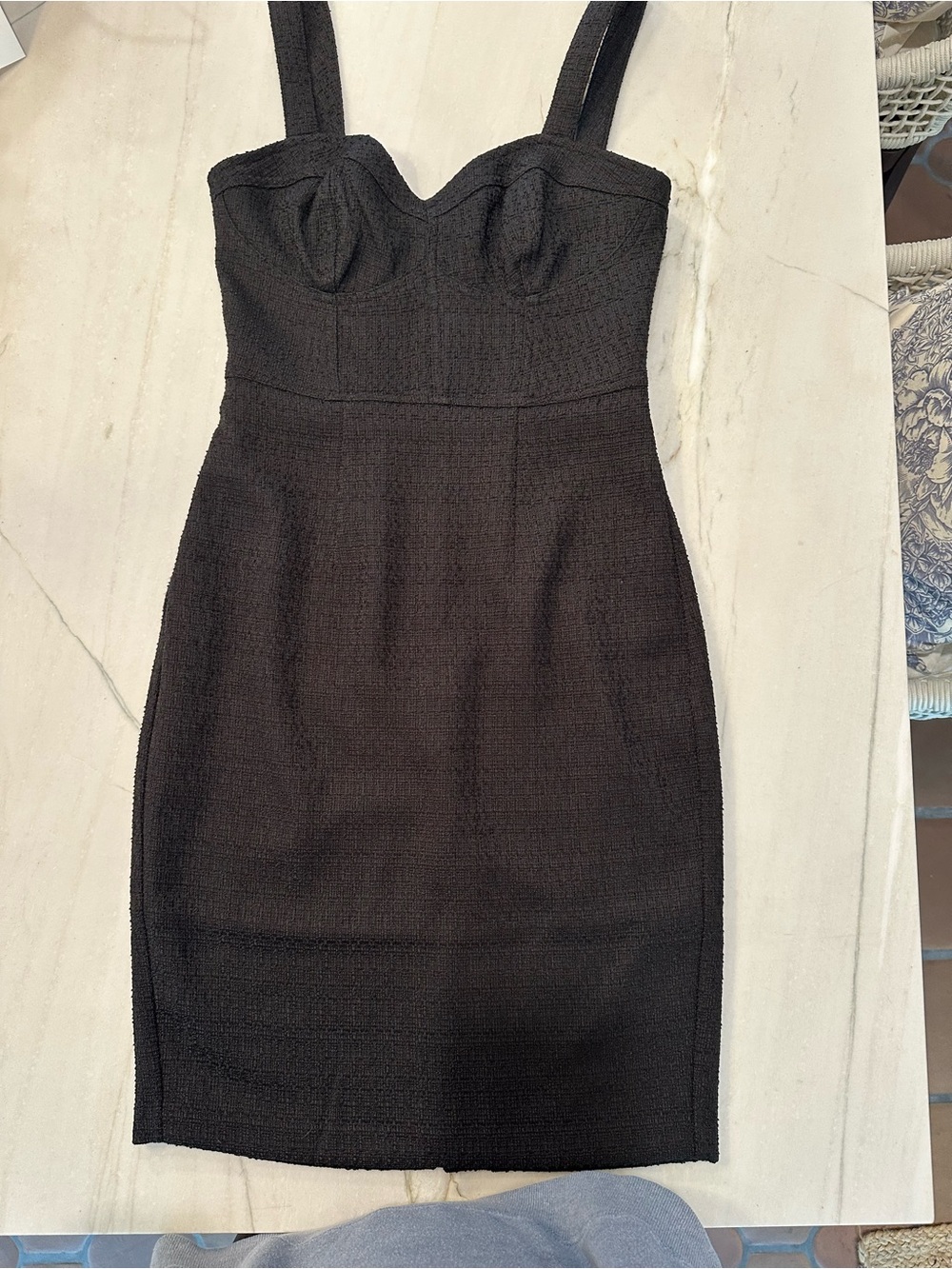 Express Black Tweed Textured Bustier Mini Dress